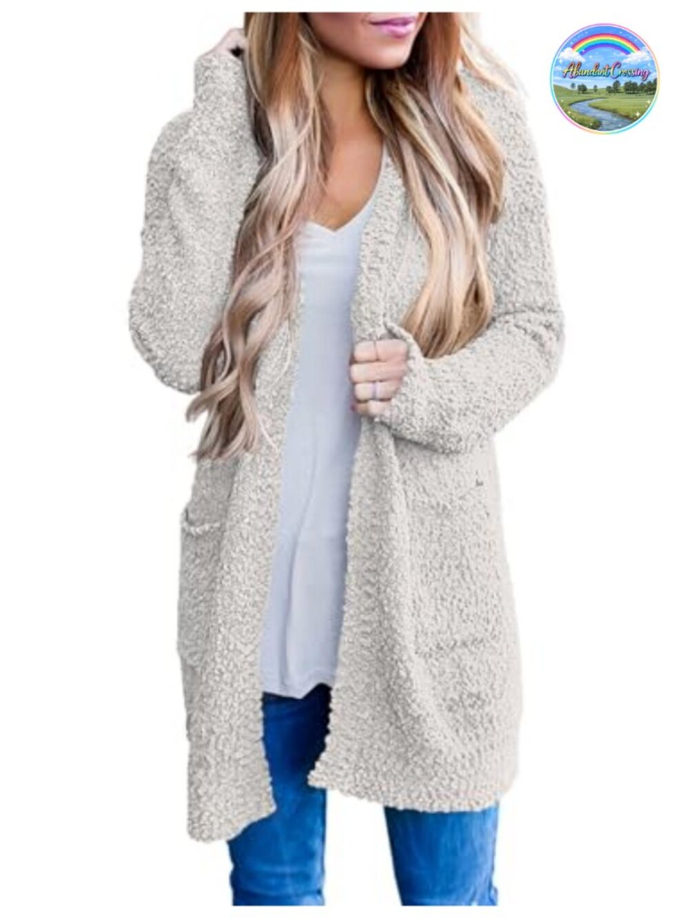 Fuzzy Chunky Oversized Cardigan Sweater Long Sleeve V-Neck Relaxed Fit
